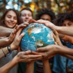 Das Symbolbild mit einer Weltkugel als Zeichen von Humanität und Diversität .