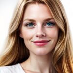 lächelnde Frau mit langen blonden Haaren und blauen Augen